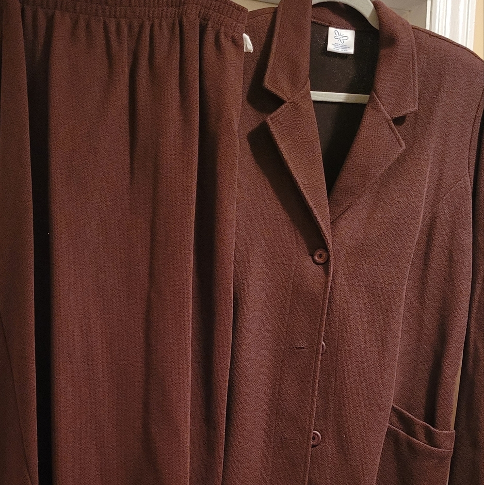 Weekenders Knit Suit Size Large Button Jacket & Skirt Brown knit  Vintage